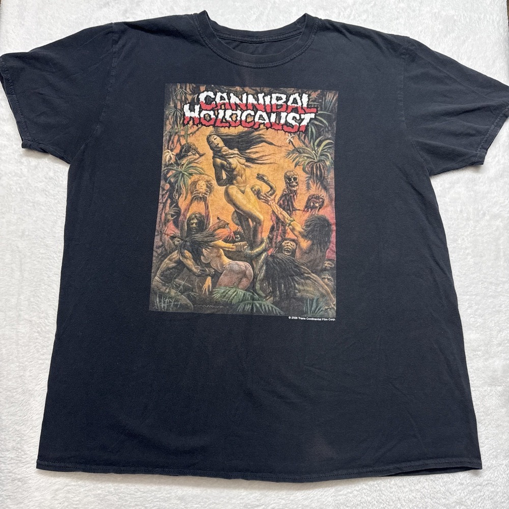 Cannibal Holocaust Men's Large T-shirt - Horror Film Retro Graphic Tee Shirt